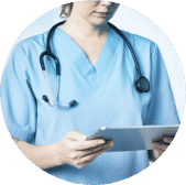 nurse checking file