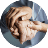 nurse and  patient holding hands